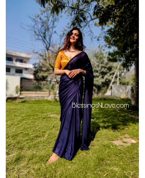 Dark blue chiffon on sale saree